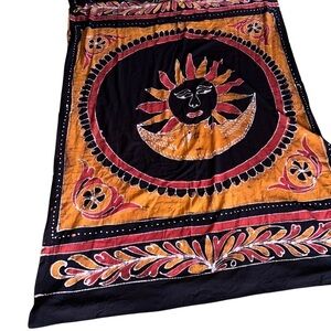 Gypsy Rose Sunshine Tapestry Black Orange Red 85x53”